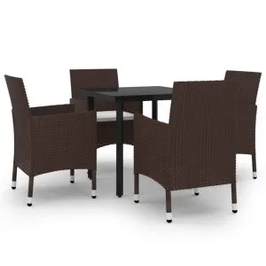 Set mobilier de grădină cu perne 5 piese poliratan & sticlă