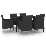 Set mobilier de grădină cu perne, 7 piese, poliratan și sticlă