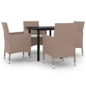 Set mobilier de grădină cu perne, 5 piese, poliratan și negru