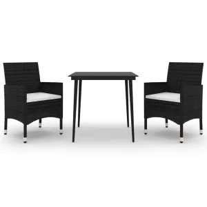 Set mobilier de grădină cu perne, 3 buc., poliratan și sticlă