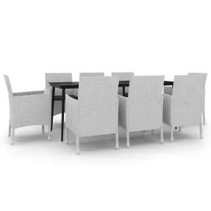 Set mobilier de grădină cu perne, 9 piese, poliratan și sticlă