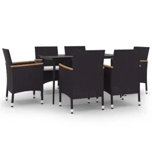 Set mobilier de grădină cu perne, 7 piese, poliratan și sticlă
