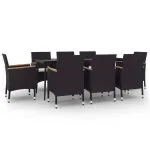Set mobilier de grădină cu perne, 9 piese, poliratan și sticlă