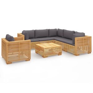 Set mobilier grădină cu perne, 7 piese, lemn masiv de tec