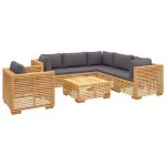 Set mobilier grădină cu perne, 7 piese, lemn masiv de tec