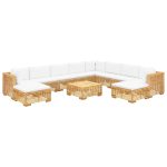 Set mobilier grădină cu perne, 11 piese, lemn masiv de tec