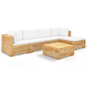 Set mobilier grădină cu perne, 6 piese, lemn masiv de tec