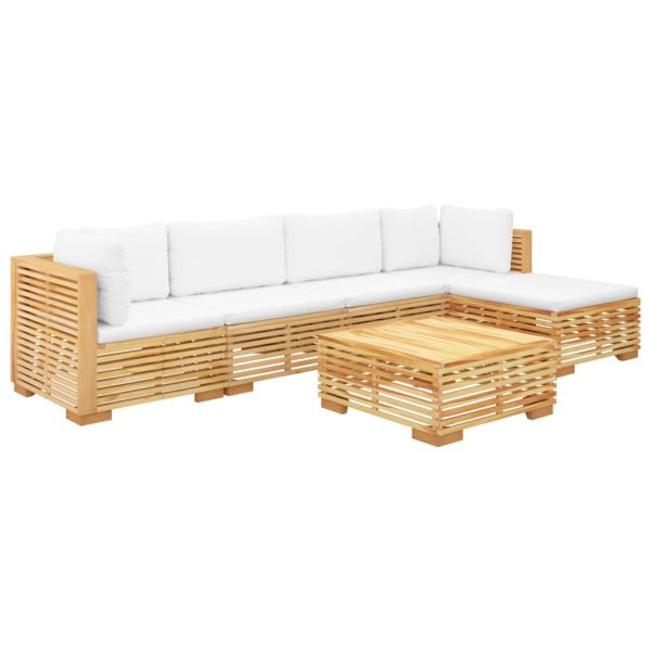 Set mobilier grădină cu perne, 6 piese, lemn masiv de tec