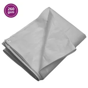 Prelată 260 g/m², gri, 3×6 m, HDPE
