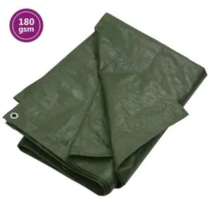 Prelată 180 g/m², verde, 6×12 m, HDPE