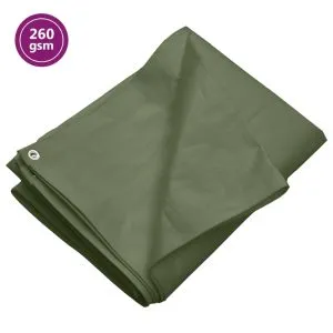 Prelată 260 g/m², verde, 6×8 m, HDPE