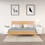 Noptiere, 2 buc., alb, 50x35x61,5 cm, lemn masiv de pin