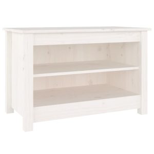 Bancă pentru pantofi, alb, 70x38x45,5 cm, lemn masiv de pin