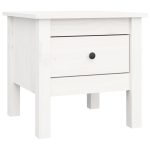 Mese laterale, 2 buc., alb, 40x40x39 cm, lemn masiv de pin