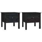 Mese laterale, 2 buc., negru, 50x50x49 cm, lemn masiv de pin