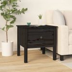 Mese laterale, 2 buc., negru, 50x50x49 cm, lemn masiv de pin
