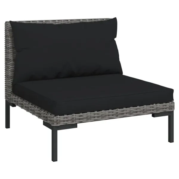 Set mobilier grădină cu perne, 7 piese, gri închis, poliratan