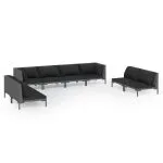 Set mobilier de grădină cu perne 8 piese, gri închis, poliratan