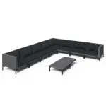 Set mobilier de grădină cu perne 9 piese gri închis poliratan