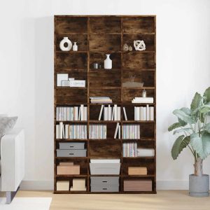 Dulap CD-uri, stejar fumuriu, 102x23x177,5 cm, lemn prelucrat