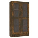 Dulap vitrină, stejar fumuriu, 82,5×30,5×150 cm, lemn prelucrat