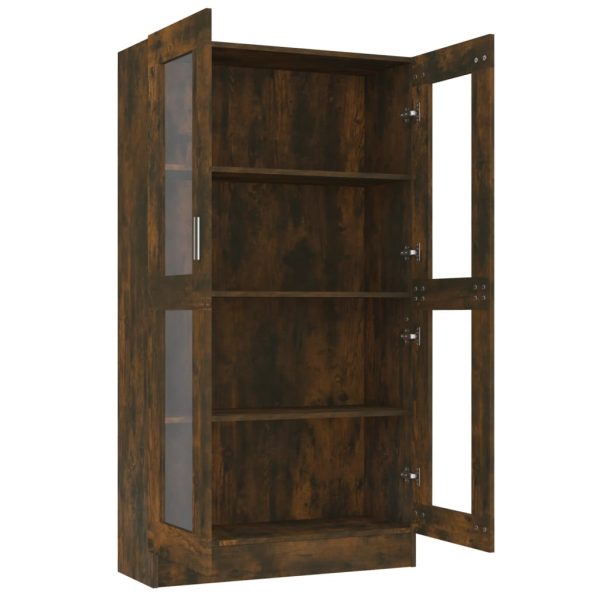 Dulap vitrină, stejar fumuriu, 82,5×30,5×150 cm, lemn prelucrat