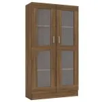 Dulap vitrină, stejar maro, 82,5×30,5×150 cm, lemn prelucrat