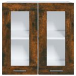 Dulap suspendat cu sticlă, stejar fumuriu, 60x31x60 cm lemn