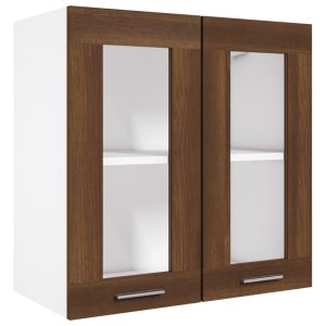 Dulap suspendat cu sticlă, stejar maro, 60x31x60 cm lemn