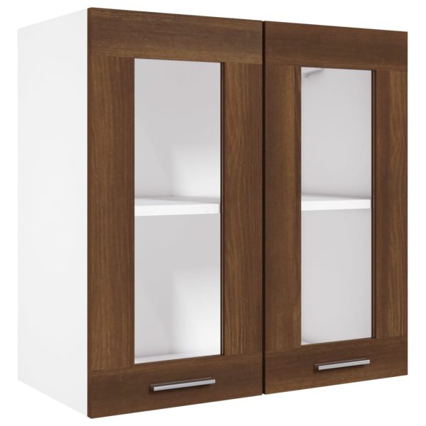 Dulap suspendat cu sticlă, stejar maro, 60x31x60 cm lemn
