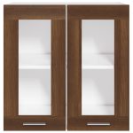 Dulap suspendat cu sticlă, stejar maro, 60x31x60 cm lemn