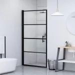 Ușă de duș, negru, 81×195 cm, sticlă securizată semi-mată