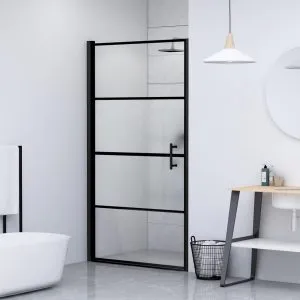 Ușă de duș, negru, 81×195 cm, sticlă securizată semi-mată