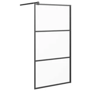 Perete cabină duș walk-in negru 100×195 cm sticlă ESG semi-mată