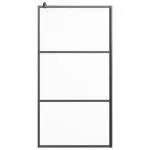 Perete cabină duș walk-in negru 100×195 cm sticlă ESG semi-mată