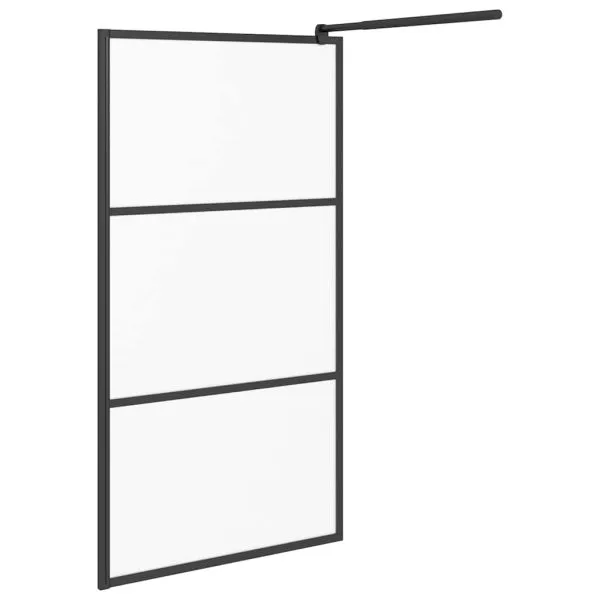 Perete cabină duș walk-in negru 100×195 cm sticlă ESG semi-mată