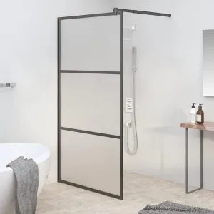 Perete cabină duș walk-in negru 100×195 cm sticlă ESG semi-mată
