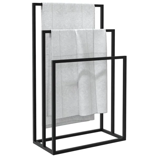 Suport de prosoape autonom, negru, 48x24x79 cm, fier