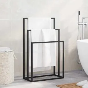 Suport de prosoape autonom, negru, 48x24x79 cm, fier