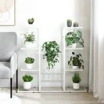 Suport pentru flori, 94,5x25x89 cm, alb, fier