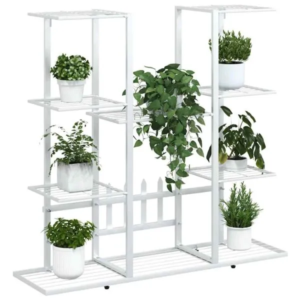 Suport pentru flori, 94,5x25x89 cm, alb, fier