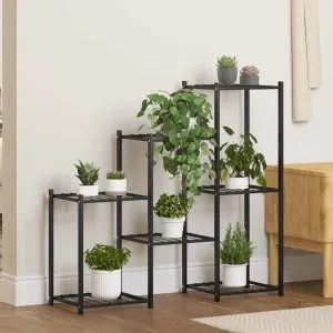 Suport pentru flori, 83x25x80 cm, negru, fier
