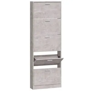 Pantofar, gri beton, 59x17x169 cm, lemn compozit