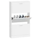 Pantofar, alb extralucios, 59x17x108 cm, lemn compozit