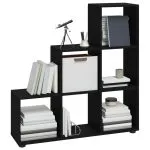 Bibliotecă în trepte, negru, 107 cm, lemn compozit