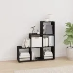 Bibliotecă în trepte, negru, 107 cm, lemn compozit