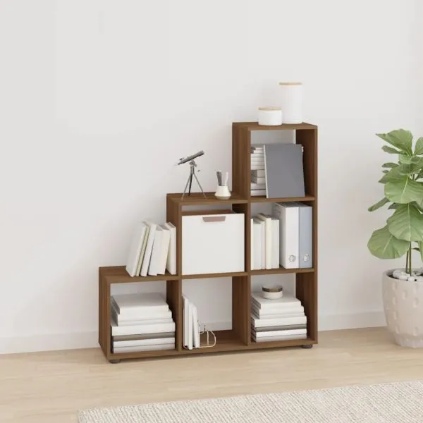 Bibliotecă în trepte, stejar maro, 107 cm, lemn compozit