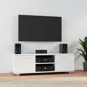 Comodă TV, alb, 120×40,5×35 cm, lemn prelucrat