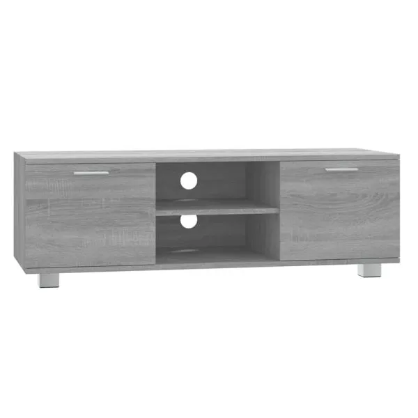 Comodă TV, gri sonoma, 120×40,5×35 cm, lemn prelucrat