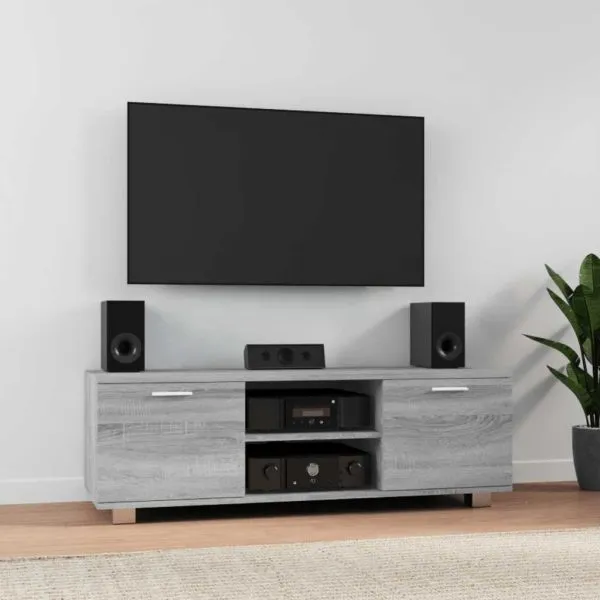 Comodă TV, gri sonoma, 120×40,5×35 cm, lemn prelucrat